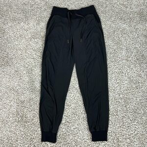 Lululemon Pant Womens Small Black Woven Jogger Elastic Waist Pockets Gym Workout